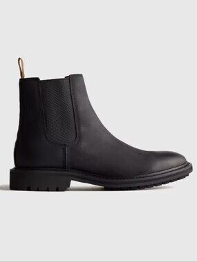 Quince Rugged Leather Lug Sole Chelsea Boot - matte black